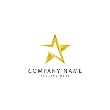Star Logo. Gold Star with shape Arrow isolated on White Background. Usable for Identity, Business and Brand Logos and Other. Flat Vector Logo Design Template Element.