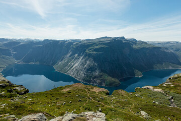 Naklejka na ściany i meble Gorgeous landscape of Norvegian nature, Vestland county, Norway