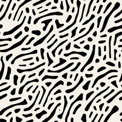 Vector seamless pattern. Monochrome organic shapes. Stylish wormy print. Abstract natural texture. Hand drawn abstract background. Can be used as swatch for illustrator. 