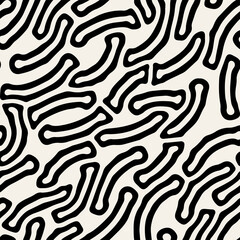 Vector seamless pattern. Monochrome organic shapes. Stylish wormy print. Abstract natural texture. Hand drawn abstract background. Can be used as swatch for illustrator. 