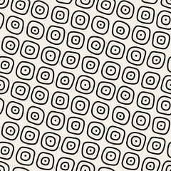 Geometric hand drawn seamless pattern. Stylish creative monochrome grid. Smooth rough squares. Vector repeating texture. Can be used as swatch for illustrator.