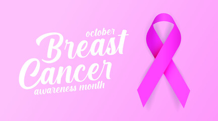 breast cancer awareness month, breast cancer day modern banner, sign, design concept, template, social media post with pink ribbon.