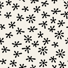 Vector seamless pattern. Floral stylish background. Monochrome floral theme. Contrast texture with smooth leaves.