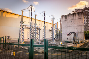 Maltepe, Istanbul, Turkey - 07.22.2021: electrical distribution substation components in...