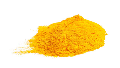 Heap of turmeric powder isolated on white background