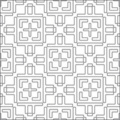 Vector pattern with symmetrical elements . Repeating geometric tiles from striped elements.Monochrome stylish texture.Black and white pattern for wallpapers and backgrounds. 