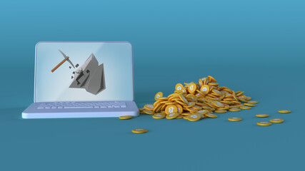 Bitcoin And Laptop.
