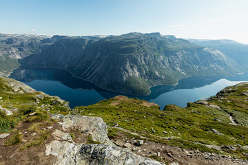 Fototapeta na wymiar Beautiful Ringedalsvatnet Lake, Vestland county, Norway