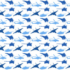 Vector Image Of Military Equipment And Vehicle. Pattern