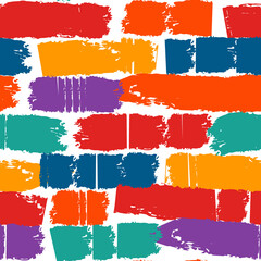 Brushstrokes motif print. Paint brush smears seamless pattern. Freehand urban design background. Trendy handdrawn modern grunge texture