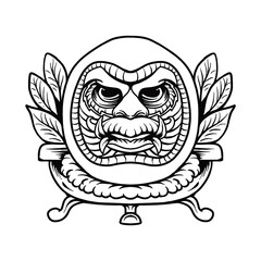 Japanese daruma character vector illustration premium tshirt design