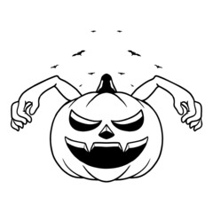 Scary Pumpkin Monster halloween vector illustration premium tshirt design
