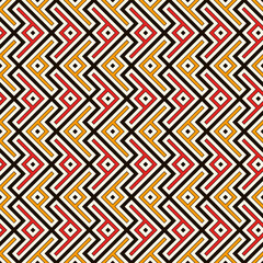 Ethnic, tribal seamless surface pattern. Repeated symbols background. Ancient folk ornament. Geometric figures motif. Geo abstract wallpaper. Digital paper, textile print. Vector art / illustration