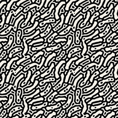 Vector seamless pattern. Monochrome organic shapes. Stylish wormy print. Abstract natural texture. Hand drawn abstract background. Can be used as swatch for illustrator. 