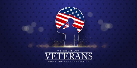 Fototapeta Veterans day poster. Veteran's day illustration with american flag, 11th November, Vector illustration obraz