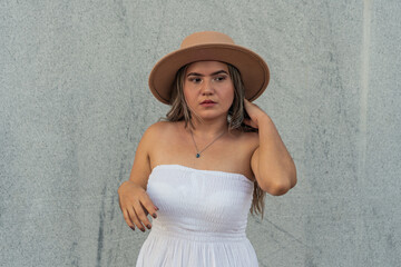 Outdoor Portrait Of A Thoughtful Hispanic Woman