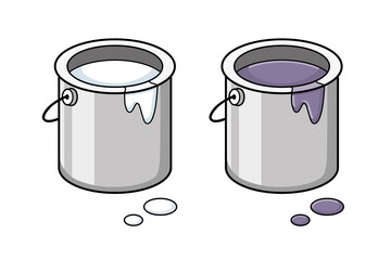White and black paint can bucket isolated