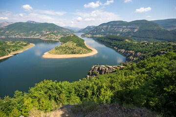 Arda River meander and Kardzhali Reservoir, Bulgaria - obrazy, fototapety, plakaty