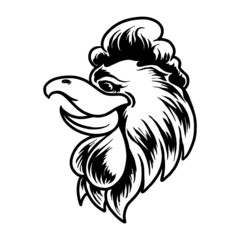 Premium rooster head vector illustration character tshirt design