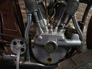 Fototapeta na wymiar 1920's motorbike / motorcycle engine up close