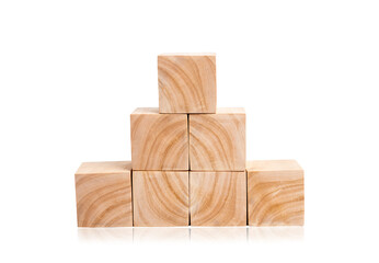 Wooden blocks with clipping path isolated on a white background.