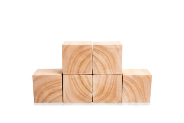 Wooden blocks with clipping path isolated on a white background.