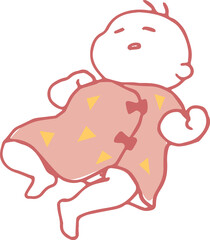 仰向けで眠る赤ちゃんのイラスト