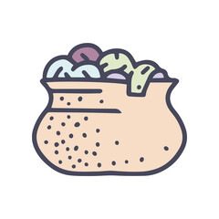 full laundry basket color vector doodle simple icon