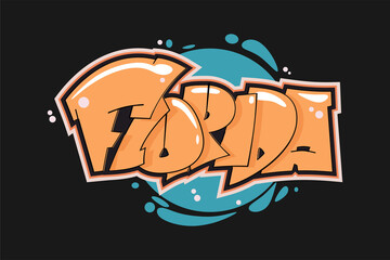 Florida graffiti style hand drawn lettering. Decorative vector text .