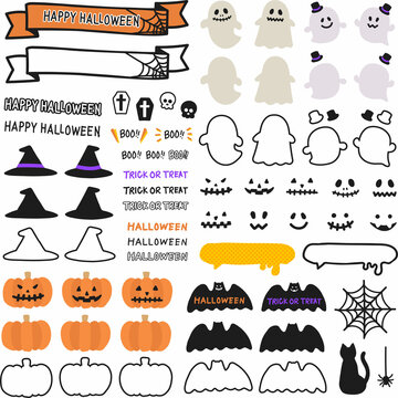 ハロウィンのかわいいイラスト素材セット