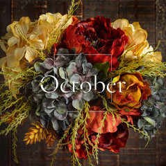 October Floral Bouquet Typography