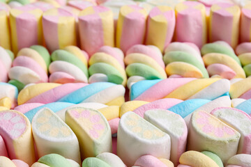 Tasty marshmallows as background, closeup