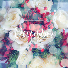December Floral Bouquet Typography