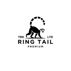 Premium black lemurs ring tail vector logo design isolated white background © Alpha Vector