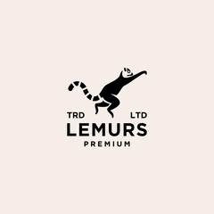 Premium black lemurs ring tail vector logo design isolated white background © Alpha Vector