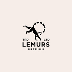 Premium black lemurs ring tail vector logo design isolated white background © Alpha Vector