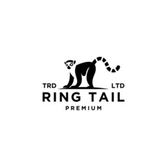Premium black lemurs ring tail vector logo design isolated white background © Alpha Vector