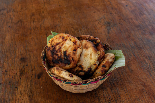 Arepas of peeled corn with fresh cheese traditional from the Tenza valley