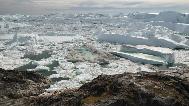 Aerial views of Glaciers in Greenland
