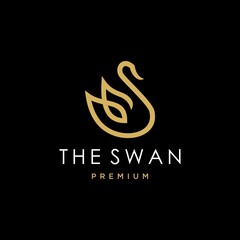 swan logo, goose or duck icon design vector in trendy and abstract luxury line outline style 