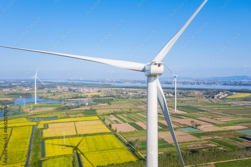 Poster wind turbine closeup with clipping path