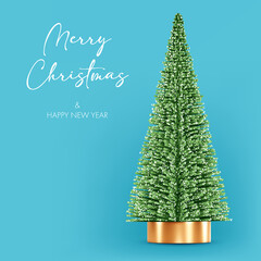 Christmas background with snowy tree. Design element for greeting card, invitation or advertise