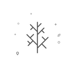 Branch without leaves, dead tree simple vector line icon. Grey sign isolated on white background. Editable stroke