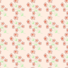 Flowers vector seamless pattern on a colored background. Floral print. Design for banners, covers, posters, invitations, textiles, scrapbooking, decoupage, brochures.
