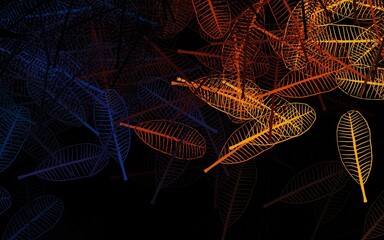 Dark Blue, Yellow vector doodle layout with leaves.