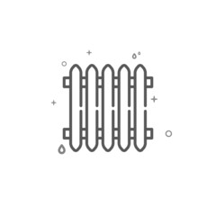 Heating battery radiator simple vector line icon. Plumbing pictogram, sign isolated on white background. Editable stroke