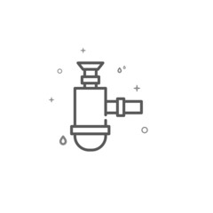 Sink siphon simple vector line icon. Plumbing pictogram, sign isolated on white background. Editable stroke