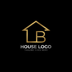 minimalist letter B luxurious house logo vector design for real estate, home rent, property agent