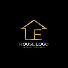 minimalist letter E luxurious house logo vector design for real estate, home rent, property agent