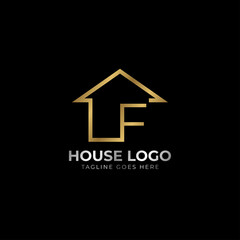 minimalist letter F luxurious house logo vector design for real estate, home rent, property agent